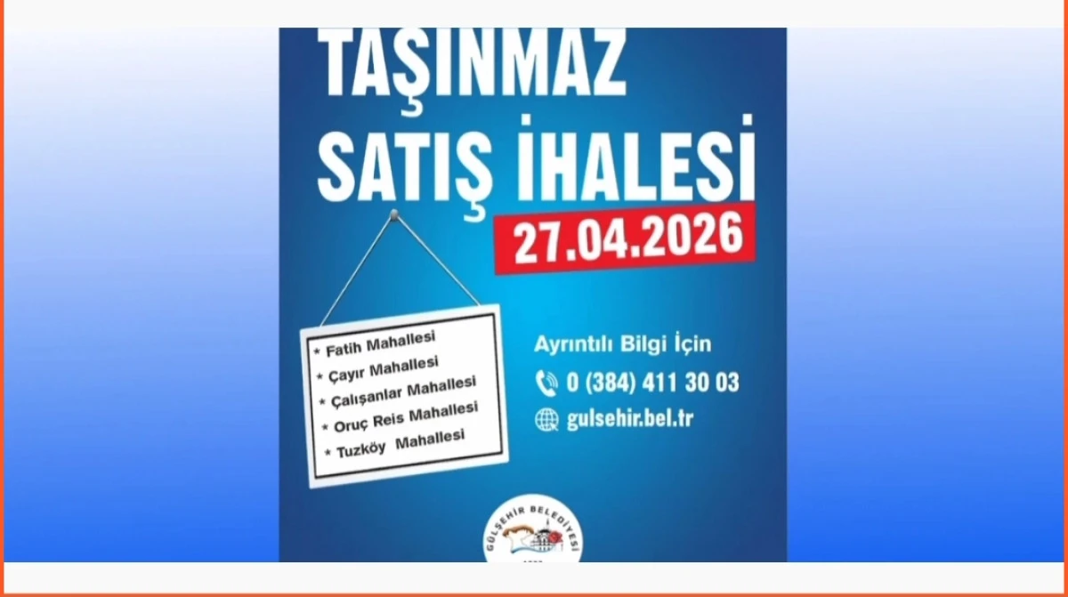 G&uuml;lşehir Belediyesi Taşınmaz Satışı İ&ccedil;in İhaleye &Ccedil;ıkıyor