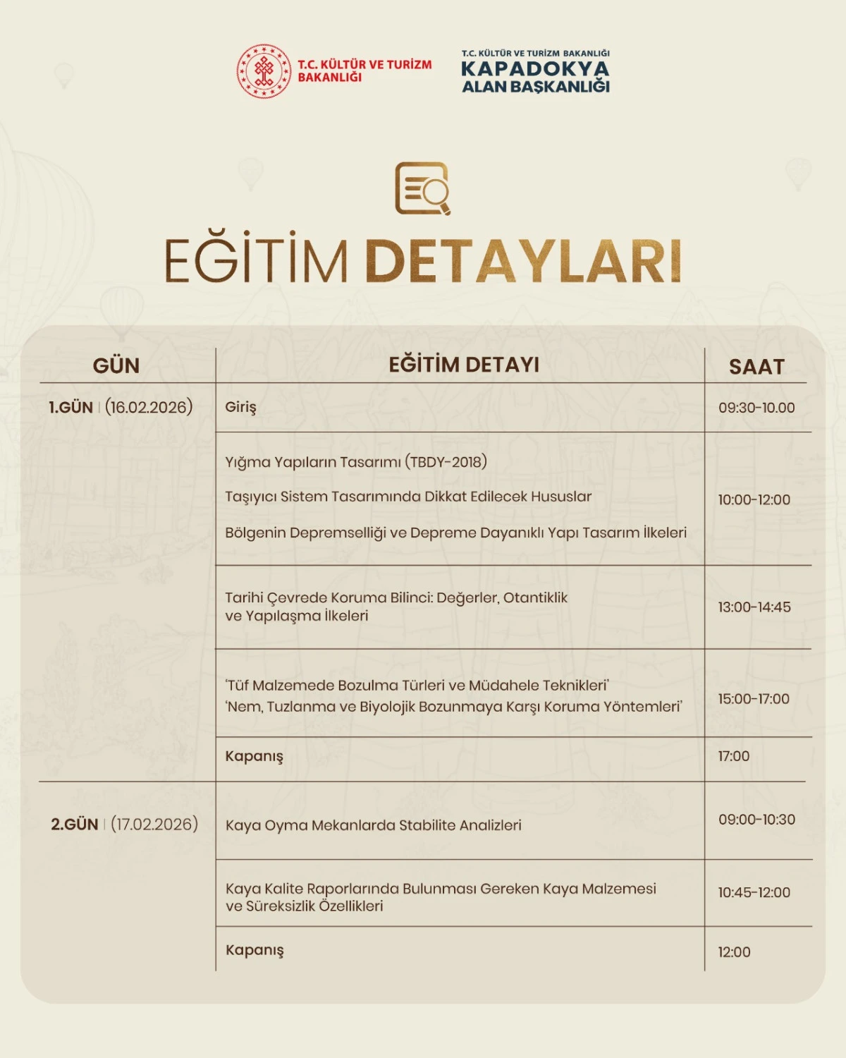 Kapadokya&rsquo;da &ldquo;Bilgilendirme Seminerleri&rdquo; 16-17 Şubat&rsquo;ta D&uuml;zenlenecek