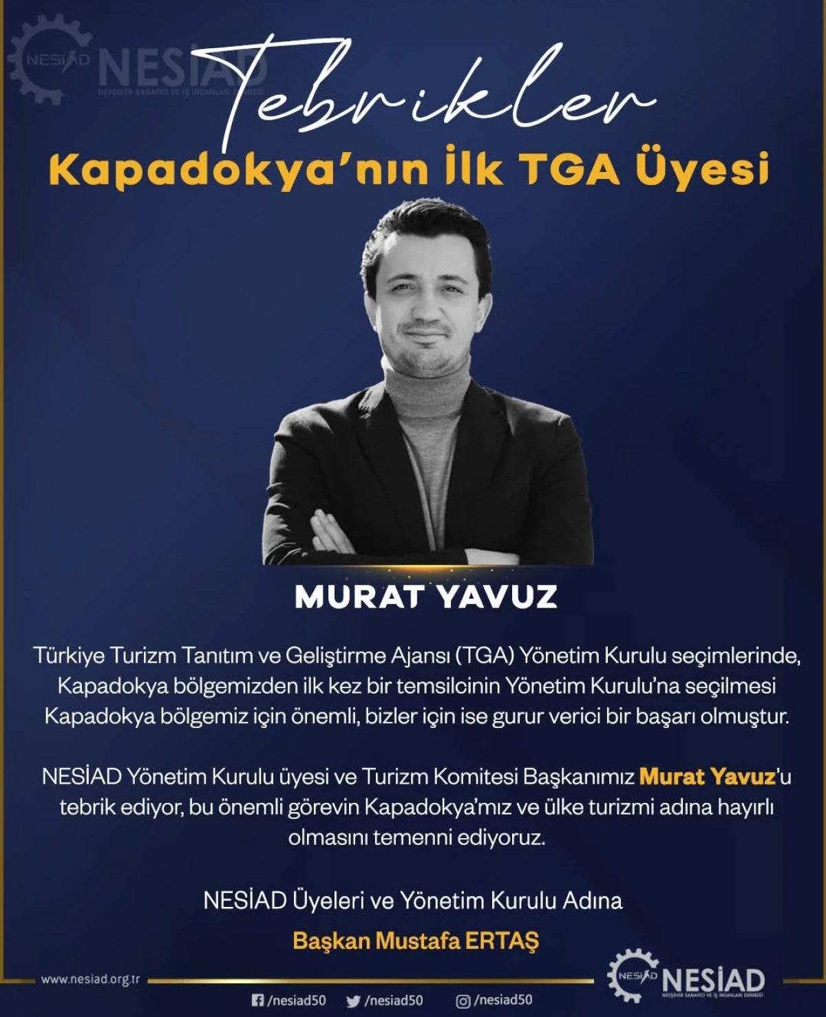 Kapadokya&rsquo;ya Gurur Veren Atama: Murat Yavuz TGA Y&ouml;netim Kurulu&rsquo;nda