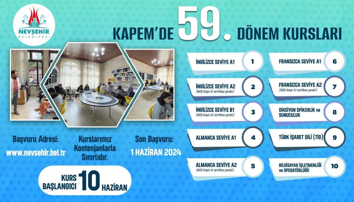 KAPEM'de 59. Dönem Kursları İçin Kayıtlar Başladı