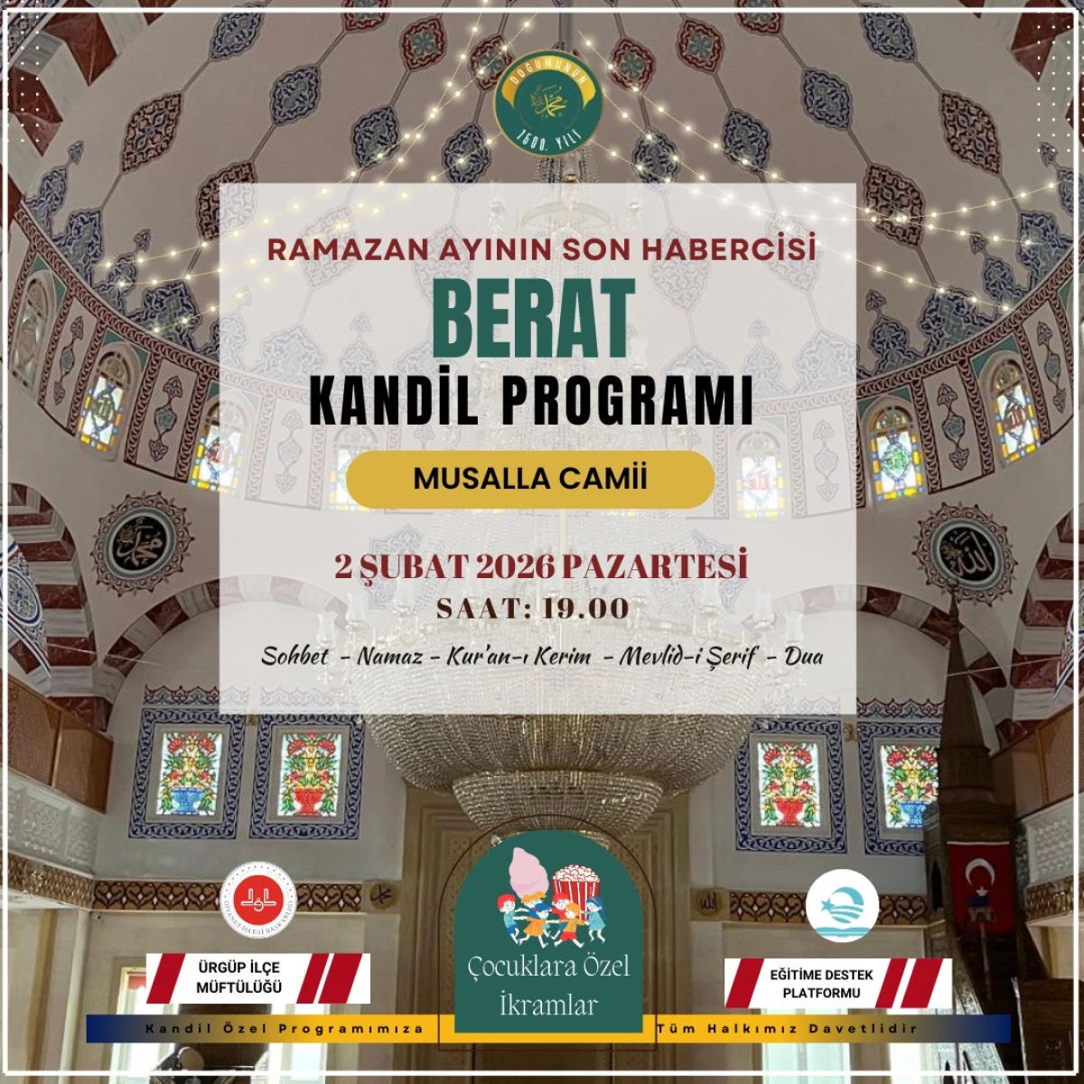&Uuml;rg&uuml;p&rsquo;te Berat Kandili programı d&uuml;zenlenecek